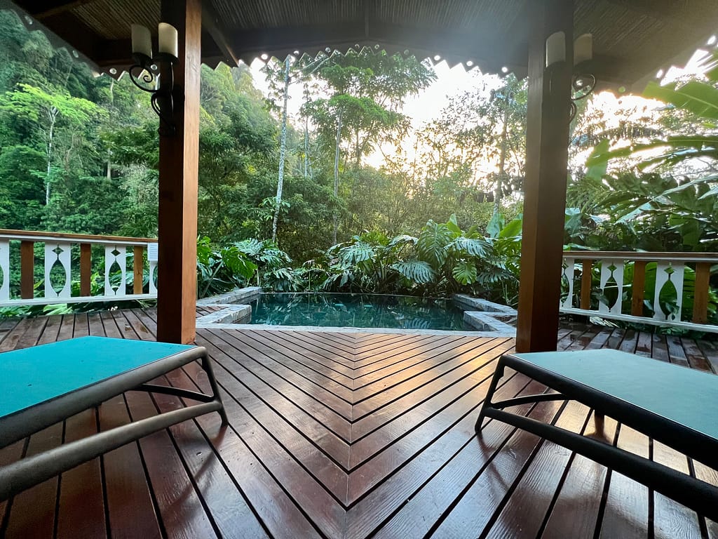private plunge pool in beautiful luxury lodge in Costa Rica rainforest